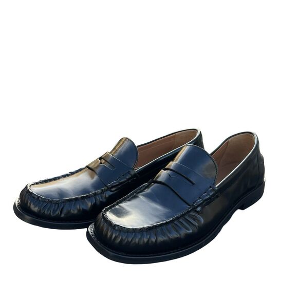 Zara Men’s Black Leather Penny Loafers Shiny Glossy Finish US 8 UK 7 EUR 41 main image 8